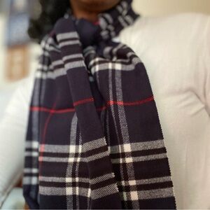 Nova Check Cashmere Feel Scarf-NavyBlue
